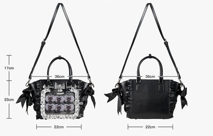 Tote Jirai Kei Trim Capacity – Black Large Ita Lace