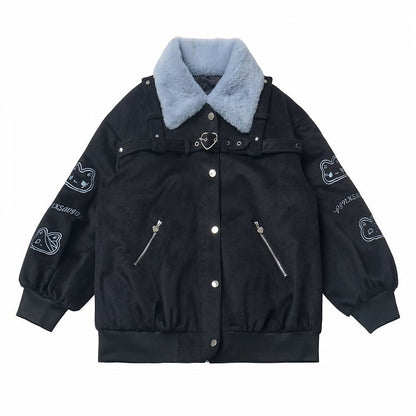 バックル付きブルー＆ブラックのキュートなバニーコート