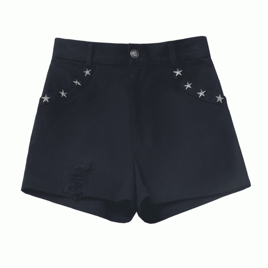 Glamouröse Shorts mit schwarzen Sternnieten