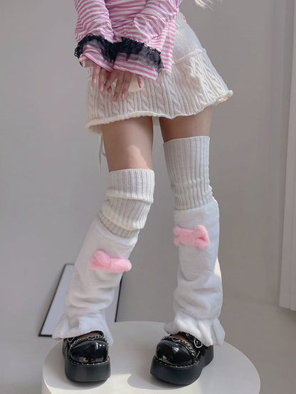 Fantasy (White Leg Inner + Fluffy Pink) Warmers Bow Warme...