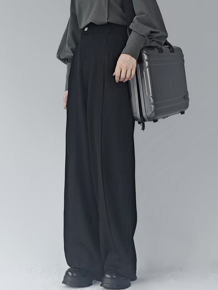 Lolita Cut Elastic for Flexible Straight Partial Design with - Waistband Pants Unisex Black