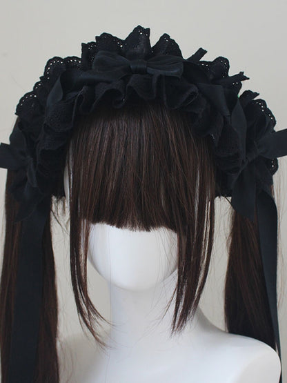 コットンレーストリムの蝶結びディテールハイバンド