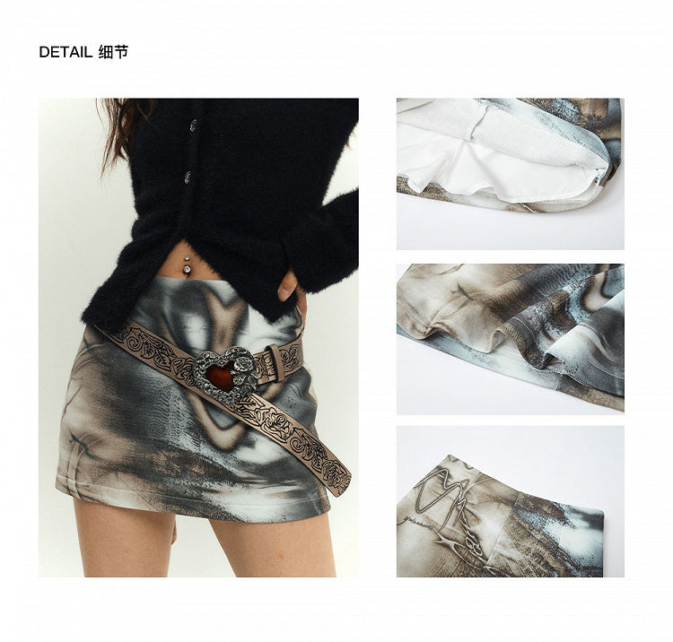 and Gray Punk Mini Bodycon Skirt Black