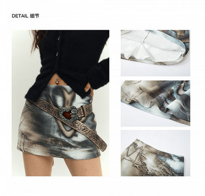 and Gray Punk Mini Bodycon Skirt Black