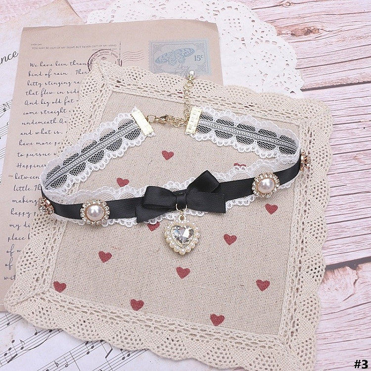 Options Bowknot Color Charm Heart Jirai Lace Kei 18 Choker