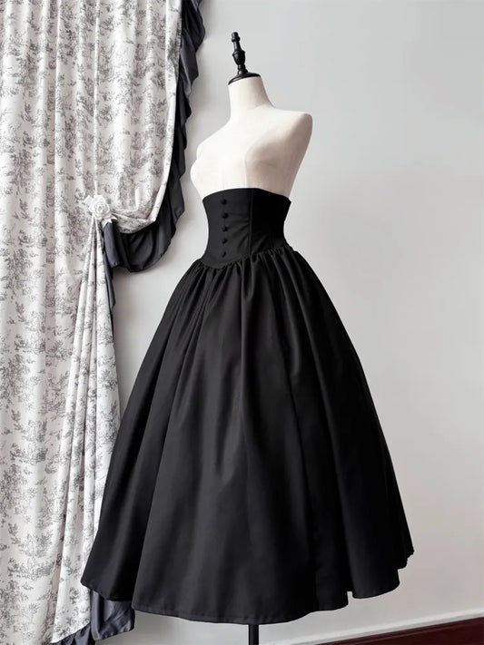 Waist High Gothic M Boned Skirt for Black Lolita Clearance 62-76cm - Aristocrat Size