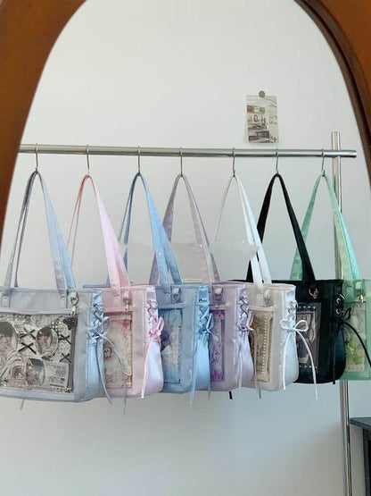 Lace Shoulder 9 Colors Ita Satin Bow Decoration Tie Side Bag