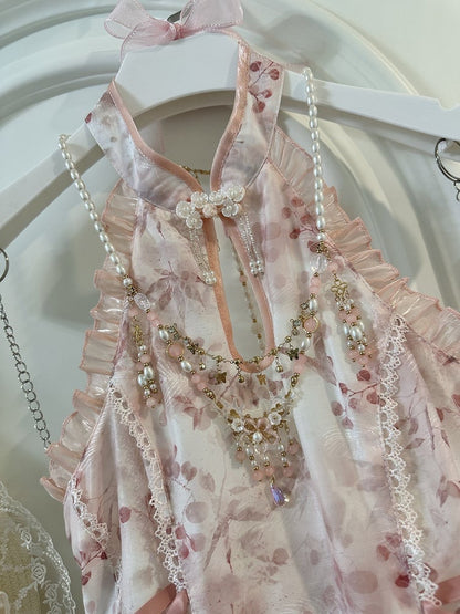 Beaded Green/Pink Necklace