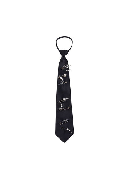 Épingle à Cravate Classique pour Homme, Décoration de Cou Noire avec Perles