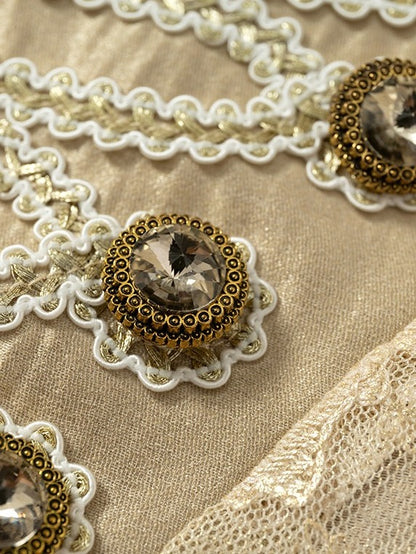 Golden Jacquard Cami Dress with Sequin Accents - NO ROMANCE