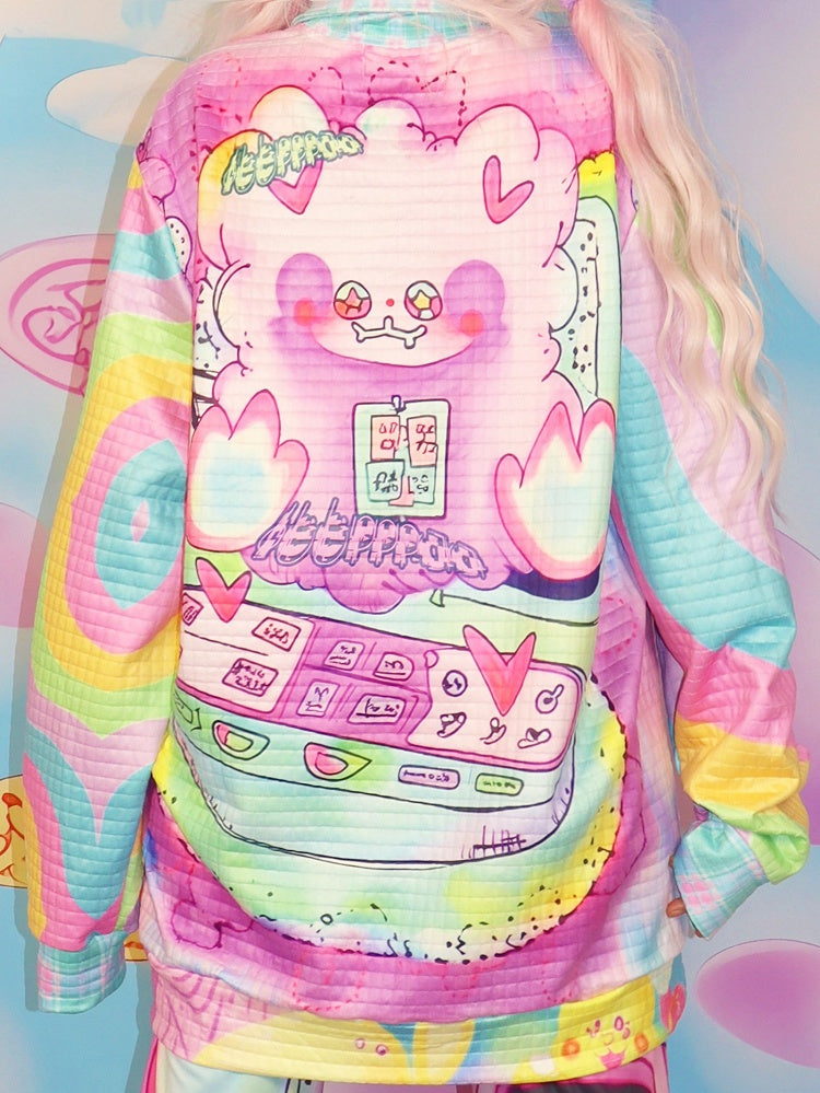 プリントスウェットシャツ ファッション 漫画 カラフル ギャル