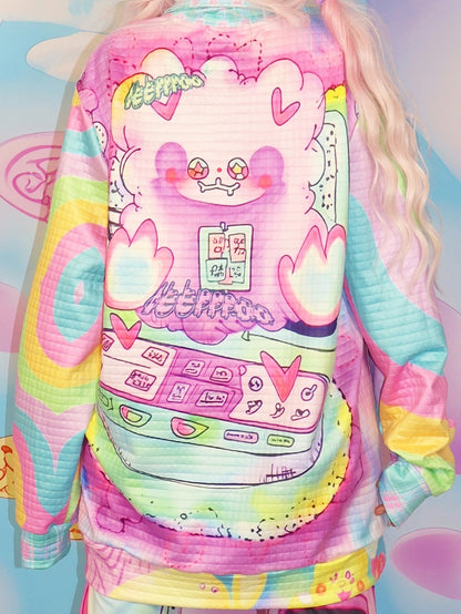 プリントスウェットシャツ ファッション 漫画 カラフル ギャル