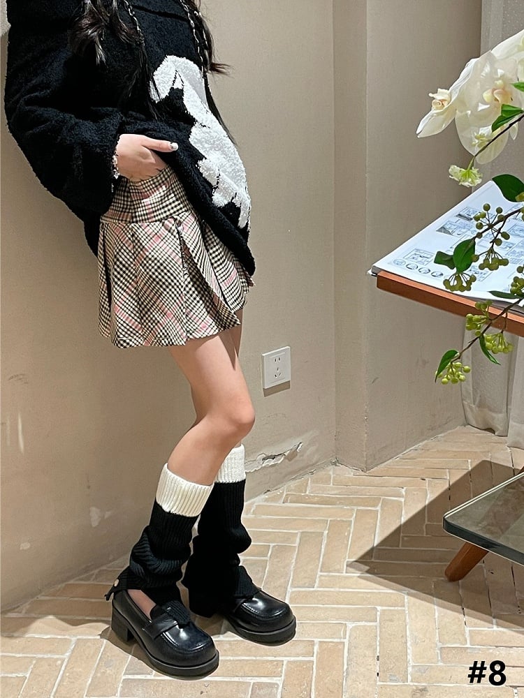 8 Color Options Button Split Knitted Leg Warmers