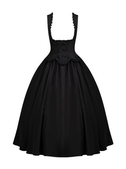 Black Elegant Ruffle Trimming Under Bust Lolita Dress