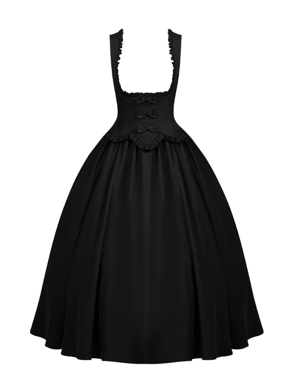 Elegantes Bustier-Pulloverkleid mit schwarzem Rand und Rüschen unter dem Rockbesatz, klassische Lolita-Scalloped