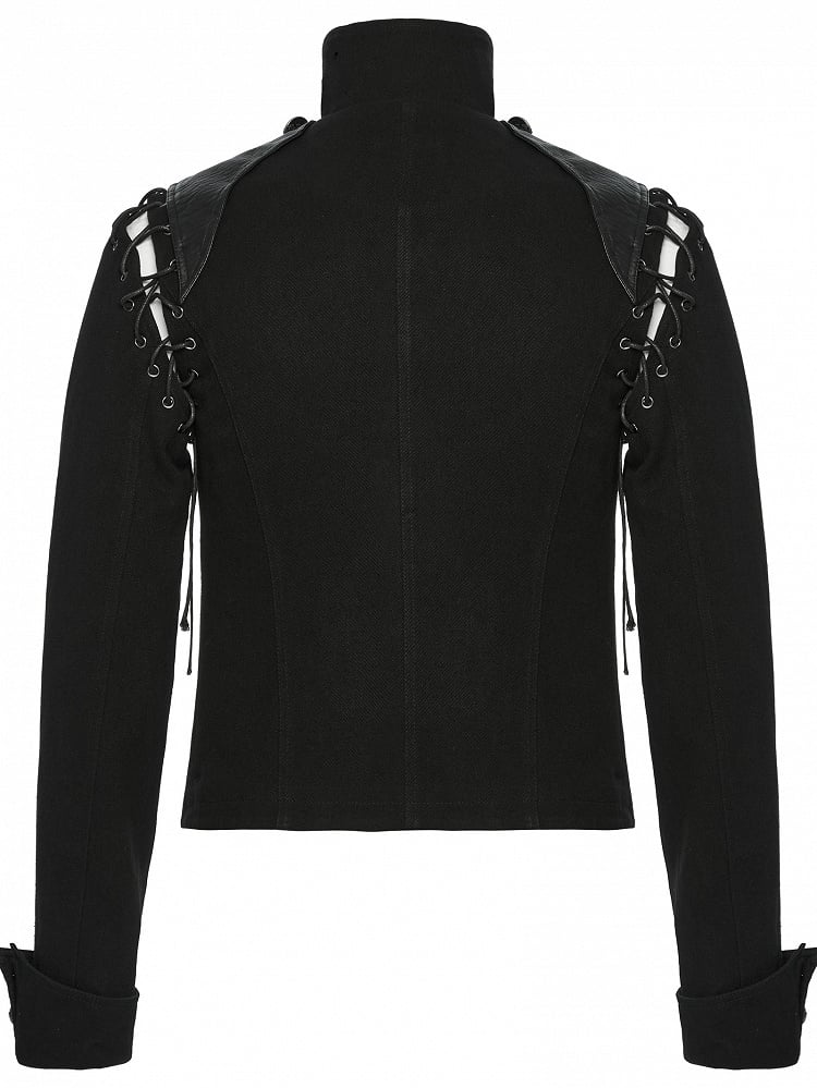 Black & Sliver Men's Punk Military Jacket