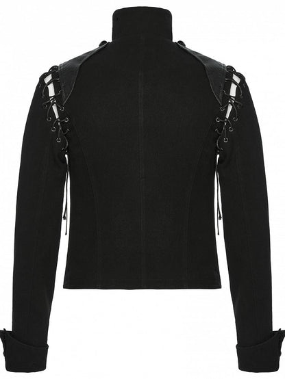 Black & Sliver Men's Punk Military Jacket