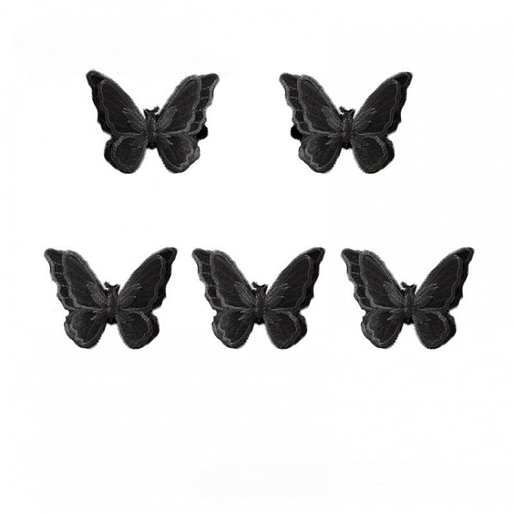 Hairclips/Brooches White/Black Embroidered Butterfly