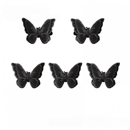 Hairclips/Brooches White/Black Embroidered Butterfly