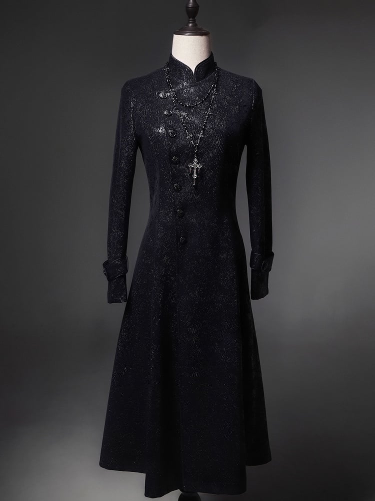 Spine Coat Ouji Collar Versatile Gothic Black Lizard Embroidery Fashion Back with
