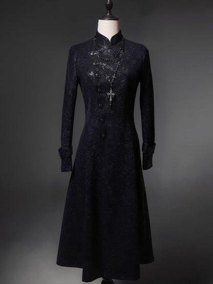 Spine Coat Ouji Collar Versatile Gothic Black Lizard Embroidery Fashion Back with