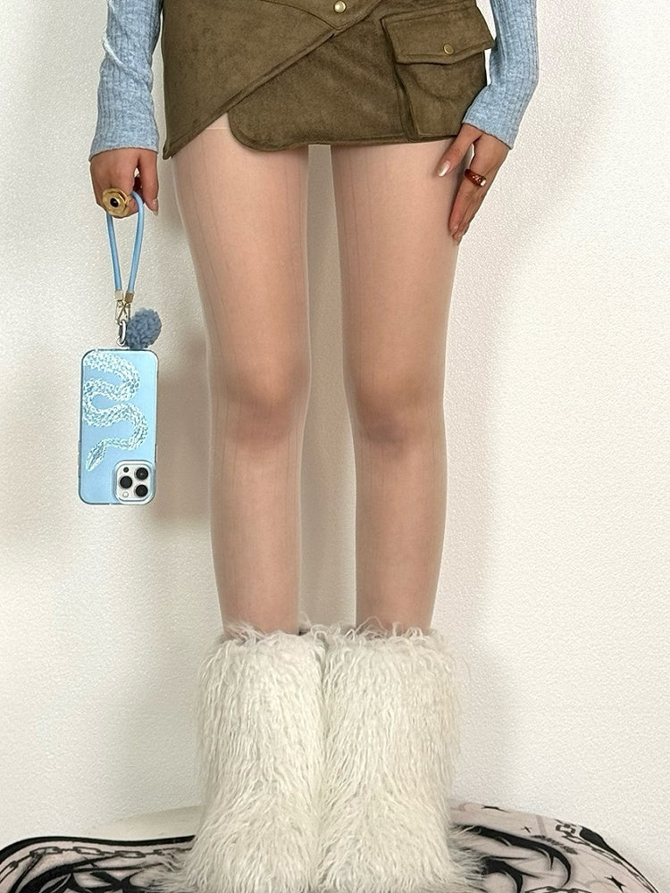 Halbtransparente Musterstrumpfhose Gestreift Schwarz/Grau/Weiß