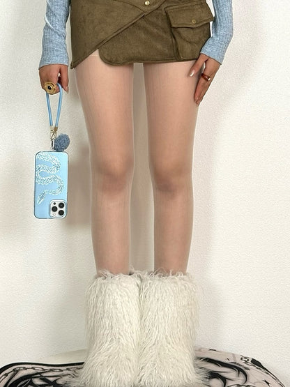 Halbtransparente Musterstrumpfhose Gestreift Schwarz/Grau/Weiß