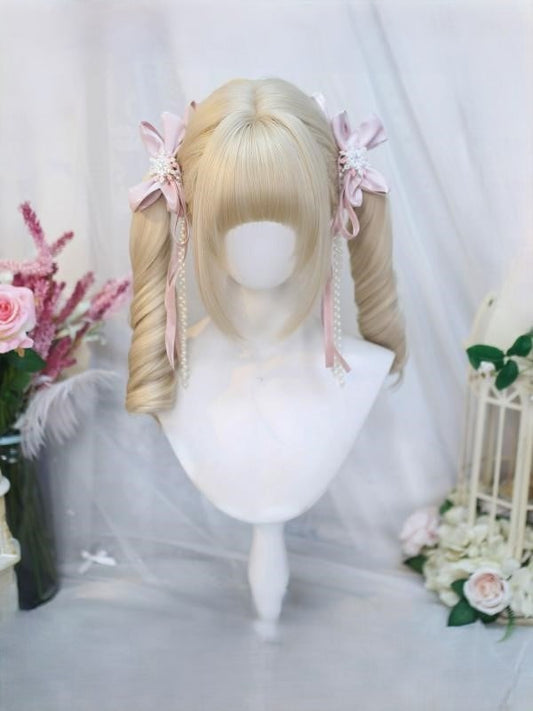 Bangs Curly With Blonde Wig 55-60CM Light Medium