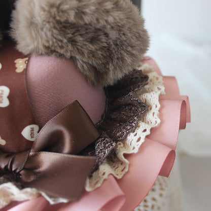 6 Plush Bowknot Mini Bear Decorated Hat Ear Color Options Chocolate Details