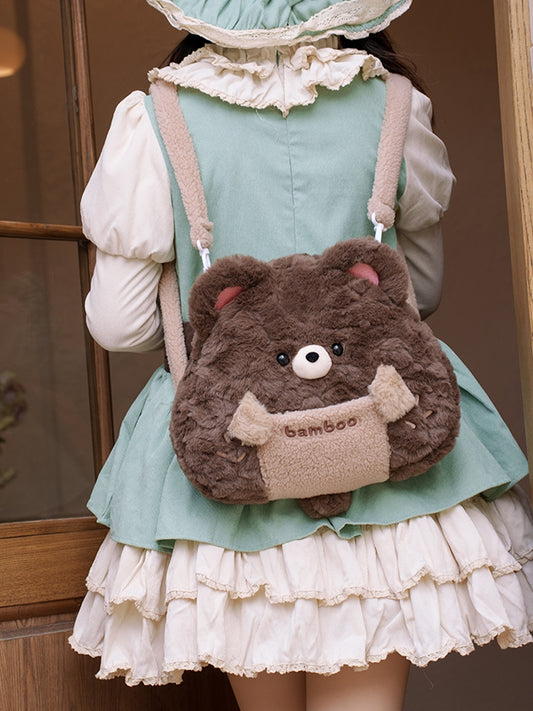 Bear Cute Plush Backpack Brown