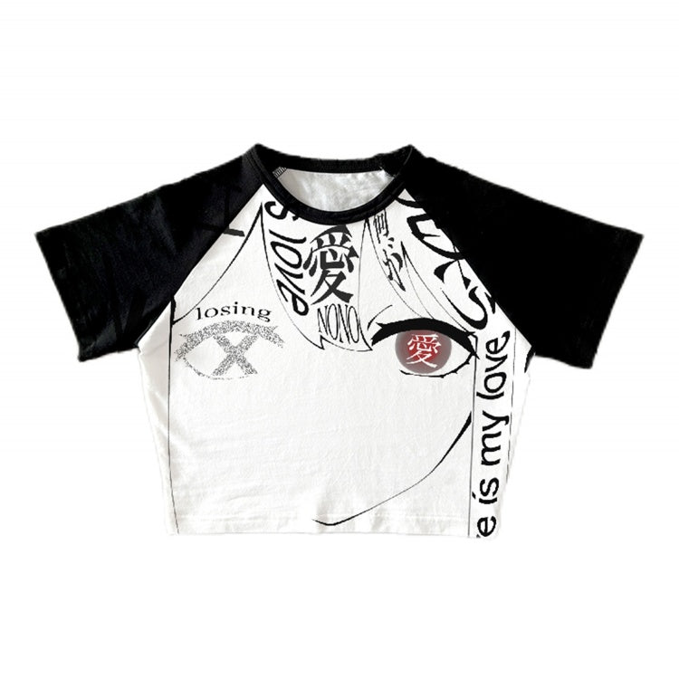 ブラック Y2K クロップドトップ