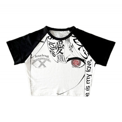 ブラック Y2K クロップドトップ