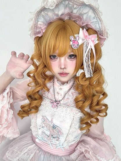 Clips Synthetic 30CM Length Ponytail Wig Double Claw Yellow With