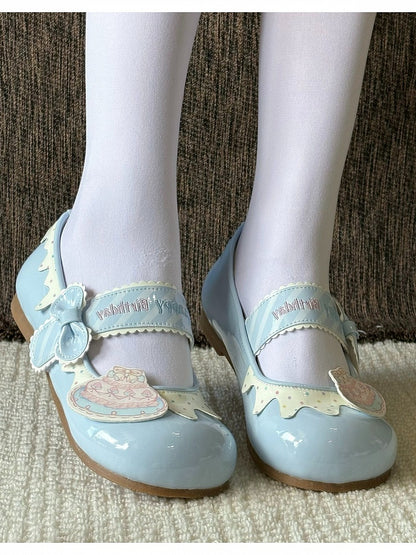 Blue Sweet Cake Detail & Birthday Letter Embroidery Flats - Fairy Godmother