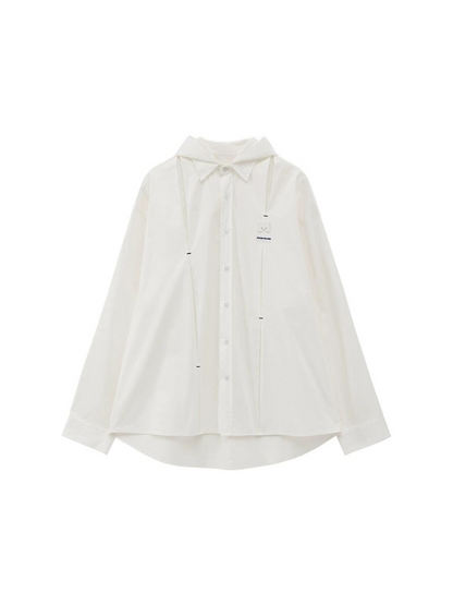 プリーツフードシャツ デコンストラクト ダーク