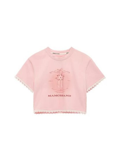 Neck Sweet Round Tops Girly