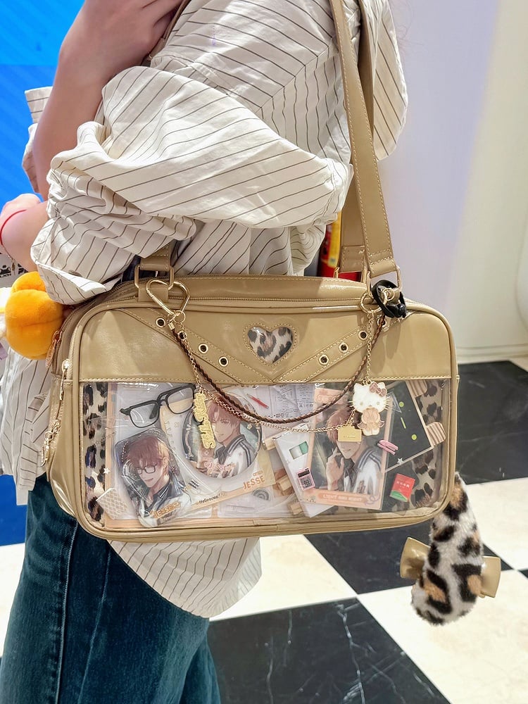 Leopard Ita Brown Shoulder Tail Charm Bag