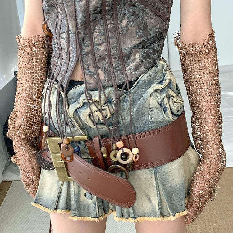 Ärmel Fischnetz Punk Kreuz Charm Braun Ödland