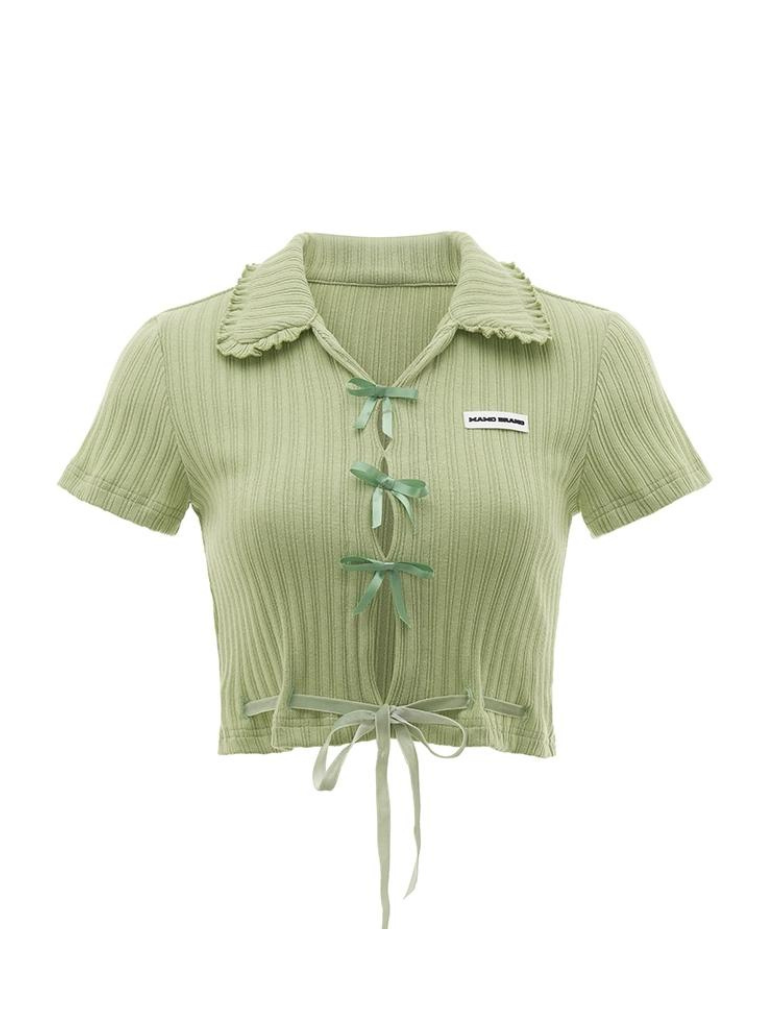 Hot Girl Satin Schleife Süßes Kurzes Top