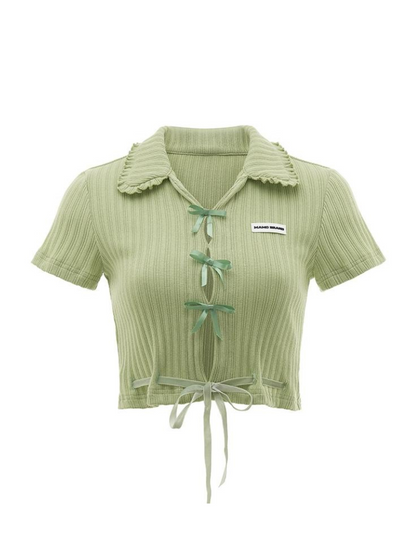 Hot Girl Satin Schleife Süßes Kurzes Top