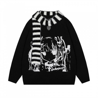 Kei Jira Girl with Manga Design Sweater Black