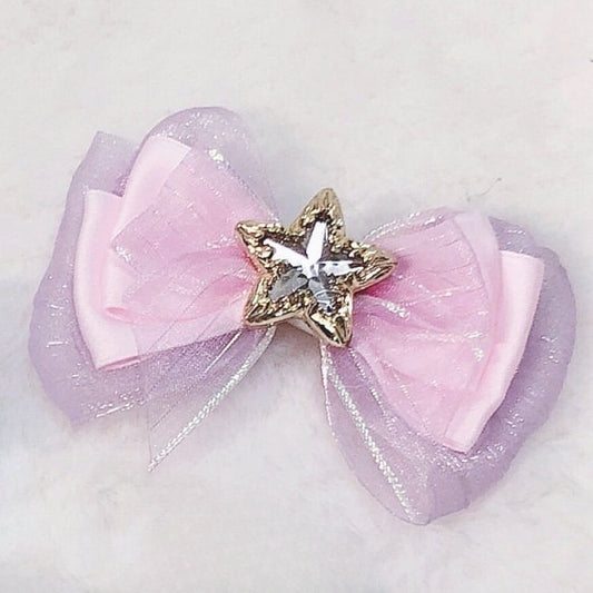 Bowknot PinkPurple Decorated Idol Rhinestone Hairclip Lolita Star