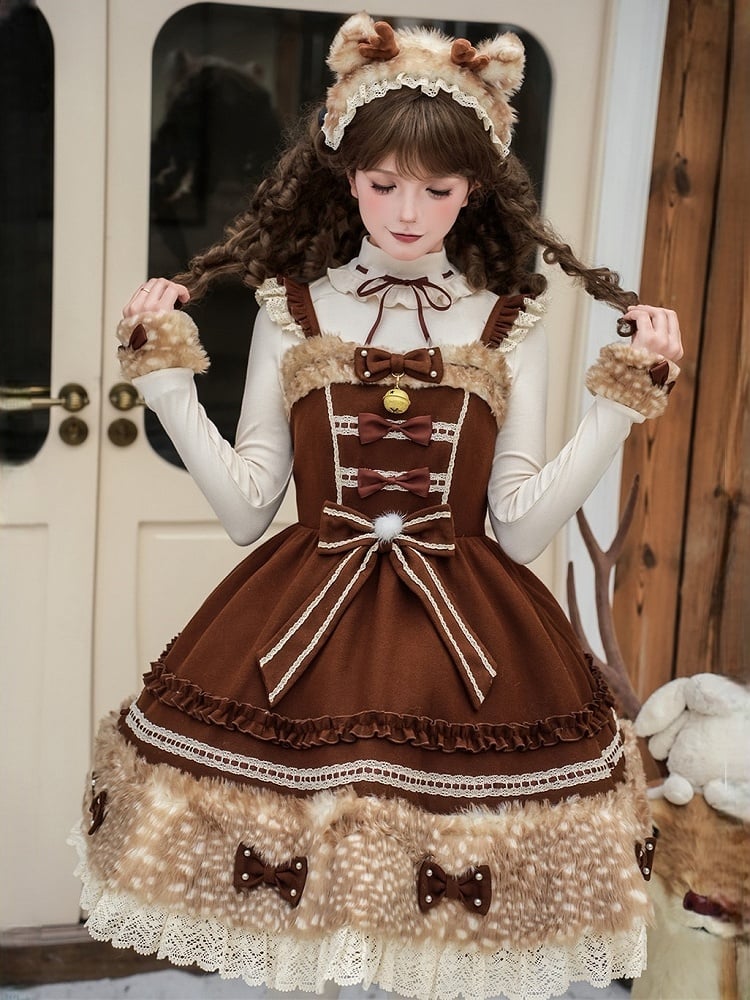 Coffee Plush KC with Adorable Deer Ears and Antlers