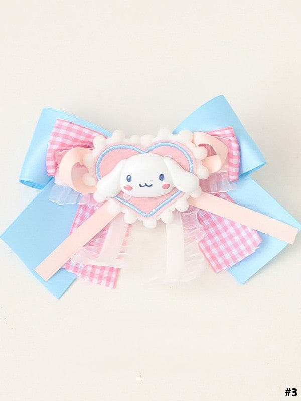 Sweet Bowknot Hairclip Cute Blue Options Pink Lolita Dog 3