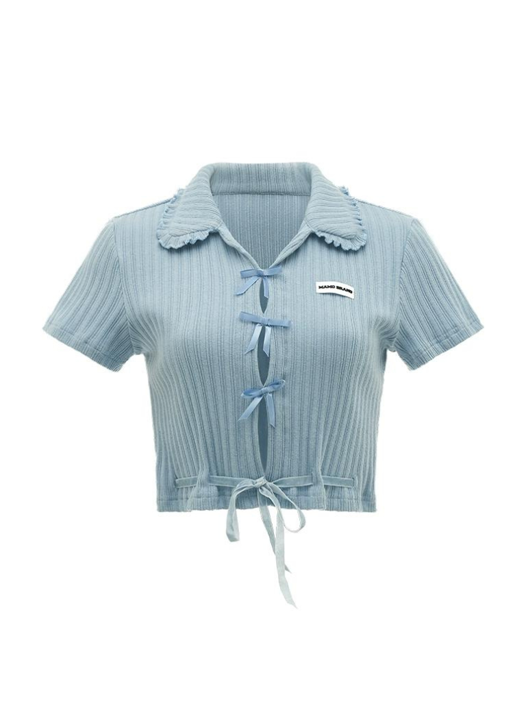 Hot Girl Satin Schleife Süßes Kurzes Top