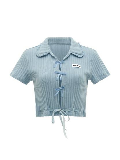 Hot Girl Satin Schleife Süßes Kurzes Top