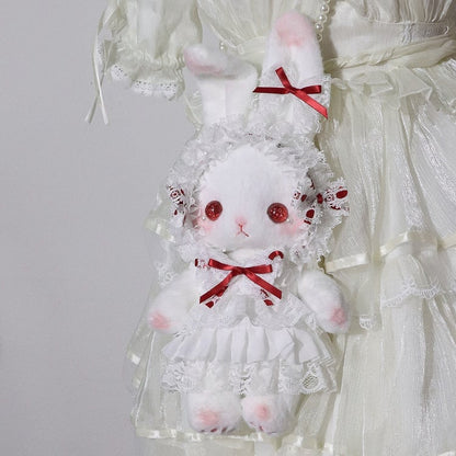 Convertible Standing-eared Bag Bunny with White Details Bowknot Red Cute Strap