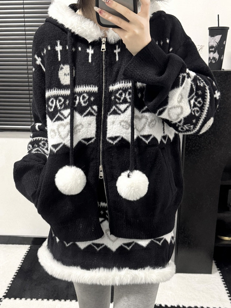 Plush Fair Set Black Isle Sweater Skirt and Knit with Accents