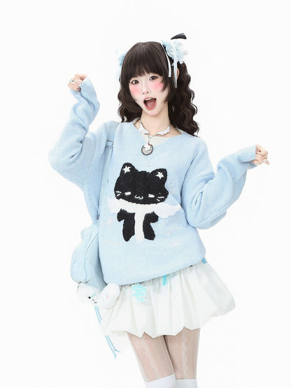 Sweater Pattern Kitty Blue/Gray Two-Piece Faux