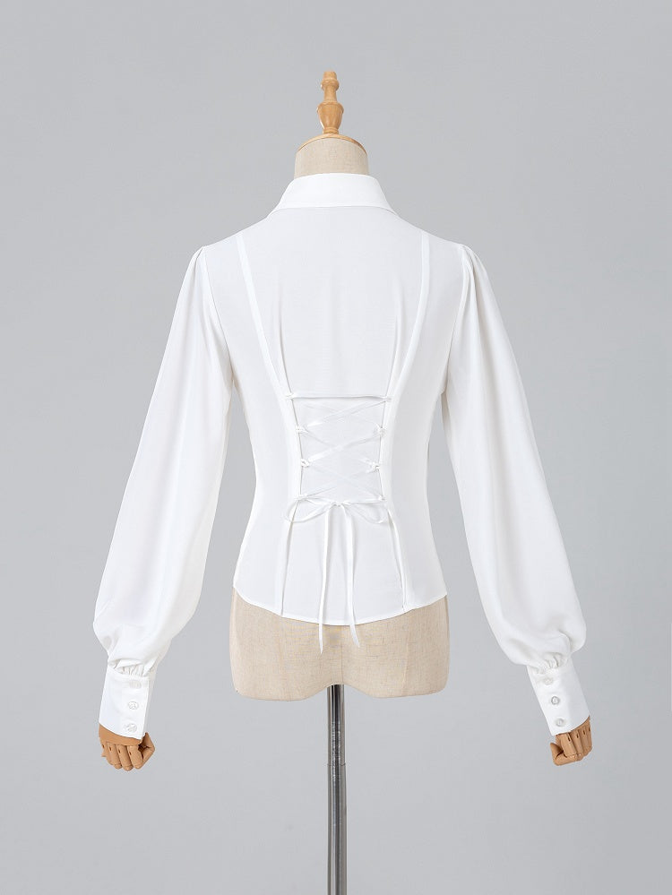White Elegant Long-Sleeve Shirt - DevilInspired Exclusive Collection